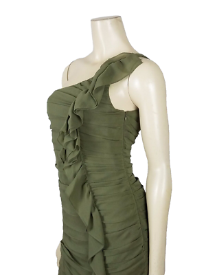 INC INTERNATIONAL CONCEPTS Off the Shoulder Olive Green 100% silk dress  Size 6 | eBay
