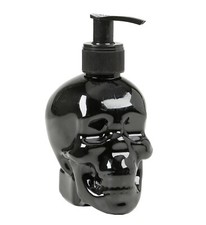 Gothic BLACK SKULL HEAD LIQUID SOAP DISPENSER Plastic Reusable Scented Halloween