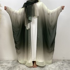 Hijab Muslim Women Open Long Dress Abaya Dubai Kimono Robe Cardigan Gown Kaftan