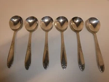 National Silver Co King Edward Lot 6 Round Gumbo Soup Spoons 6 3/4" Silverplate