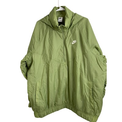 Nike XL フード付きウィンドブレーカー オリーブグリーン Nike Mens XL Nike Green Pullover Windbreaker Perf LIned Breathable