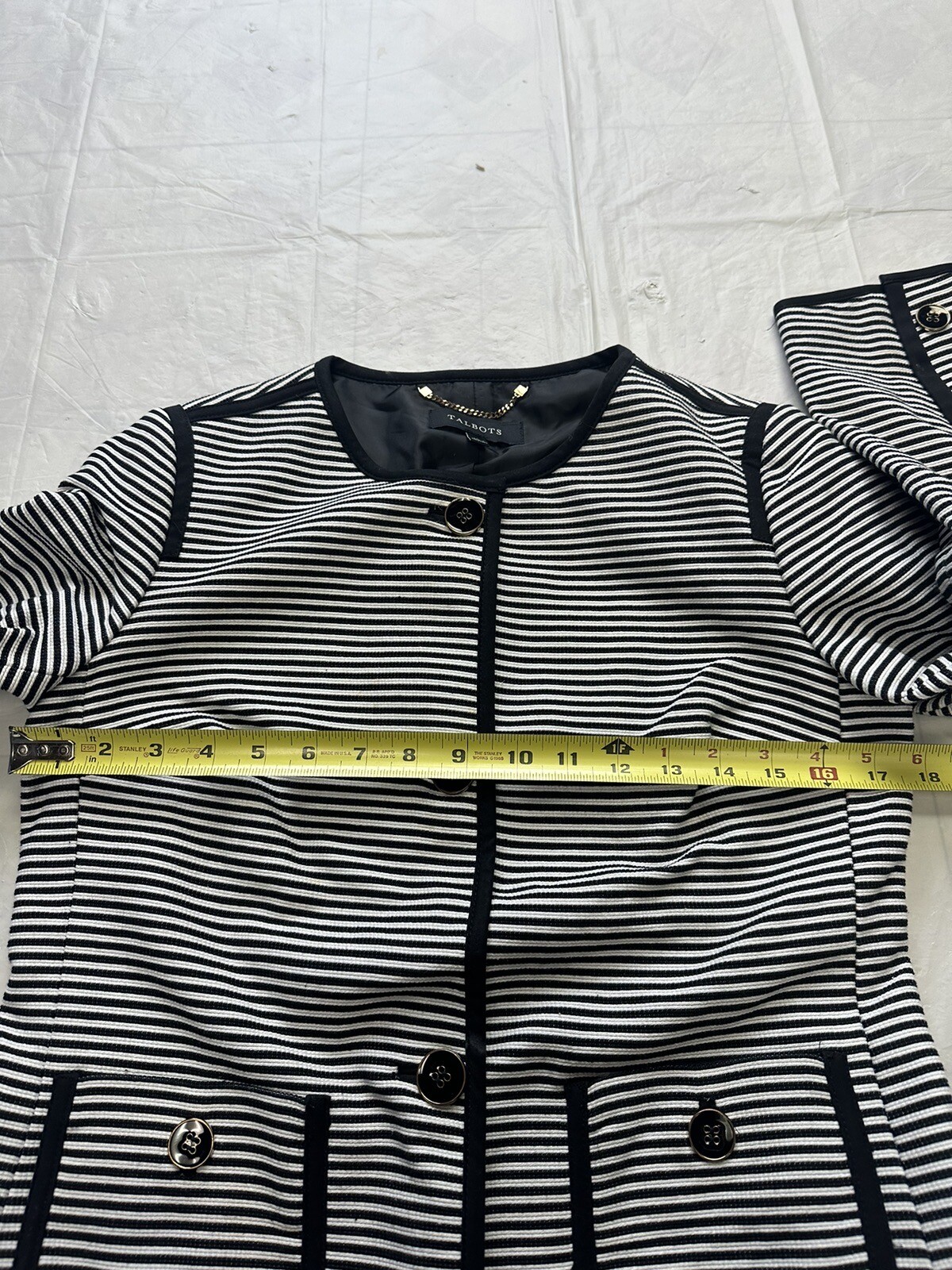 Talbots Black White Striped Structured Jacket Bla… - image 6
