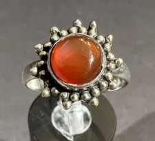 Carnelian Sterling Silver Ring 7.5 Artisan Handmade Gemstone Sun Jewelry 925