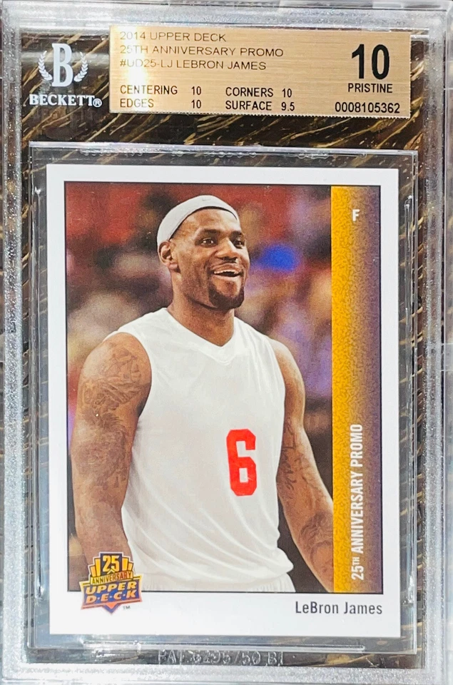 Pop 1!🔥2014 Леброн Джеймс ВЕРХНЯЯ ПАЛУБА 25-я ГОДОВЩИНА ПРОМО ЗОЛОТО BGS 10 НЕТРОНУТАЯ - Изображение 2 из 4