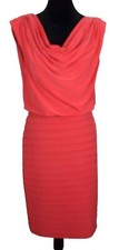 Adrianna Papell Coral Sleeveless Cowl Neck Tiered Sheath Cocktail Dress Size 6