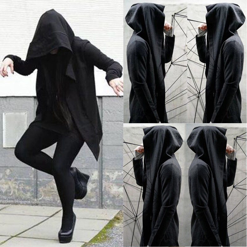 Coat Hoodie Men Autumn Cardigan Cloak Gothic Jacket Long sleeve Male Punk |  eBay