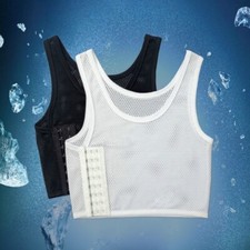 Lesbian Chest Breast Binder Tomboy FTM Buckle Crop Vest Tank Top Mesh Breathable