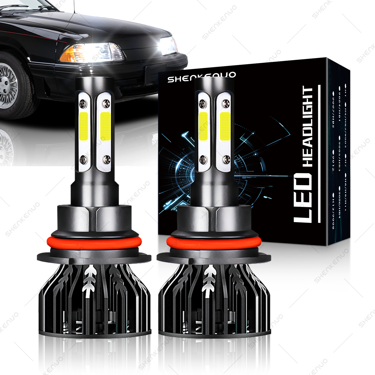 4-Sides 9007 HB5 LED Headlight Kit 36W 6000LM Hi/Lo Dual Beam Bulb 6000K White