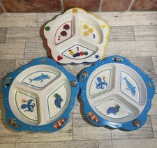 Lot Of 3 Baby Einstein Melamine Divided 3 Compartment Plates