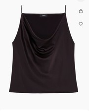 NWT Theory Cowl Neck Cami Size S In Soft Satin Black N0809509 225