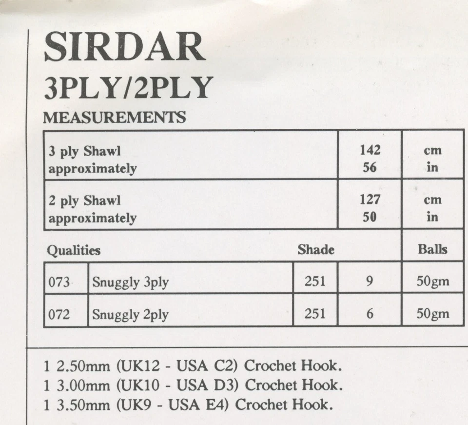 Sirdar Snuggly Crochet Pattern 3747 - Circular Shawl 2Ply or 3Ply "Store Copy" - Image 2 of 3