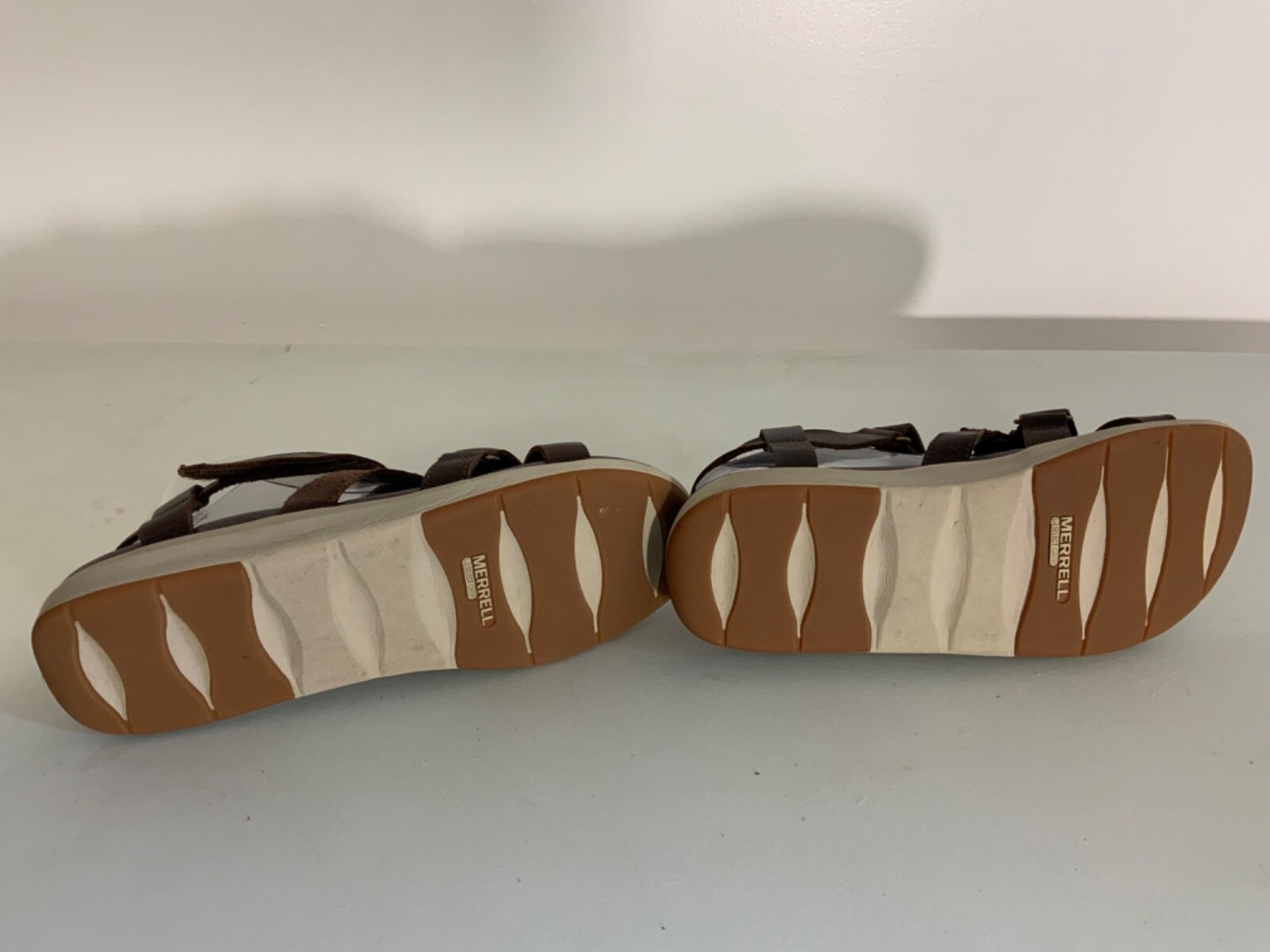 Sandali Merrell donna cinturino shaw US 9 marrone staffa scarpe in pelle