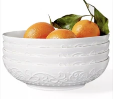 Artena Pasta Bowls 35oz Ceramic Large Salad Bowls 8 inch Embossed Soup Bowls ...