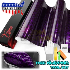 ESSMO PET Marble Forged Gloss Carbon Fiber Royal Purple Vehicle Vinyl Wrap Decal