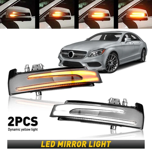 2X Luz de charco de señal de giro de espejo lateral LED secuencial para Mercedes Clase Benz。 - Imagen 1 de 10