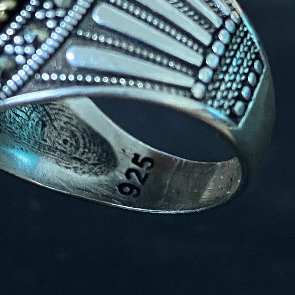 925 Sterling Silver Men's Ring Natural Tiger Eye Stone Handmade Islamic Jewelry - Image 4 of 4