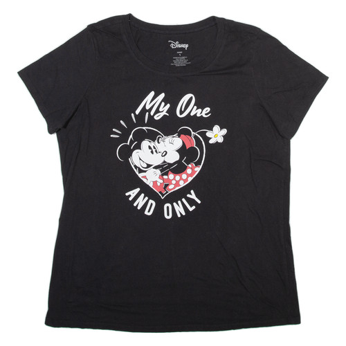 Camiseta negra para mujer Disney Mickey & Minnie L