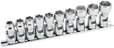 Universal Socket Set, Metric 10 Piece 3/8 Inch Drive 6 Point, Swivel Head, 360 D