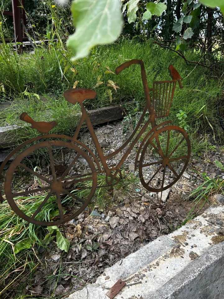 Fahrrad Edelrost Metal Gross Gartendeko Rad Bike Gartenstecker Breite 80 cm Rost - Bild 4 von 4