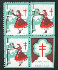 US, 1935 Christmas Seal, Girl Posting Letter in Snow, Printer Mark C, MNH