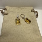 14.50CTW Emerald Cut Brazilian Citrine With .5CTW Round White Topaz Earring