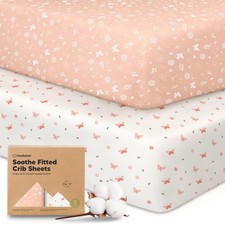 KeaBabies 2-Pack Organic Crib Sheets for Boys, Girls - 52" x 28", Butterflies