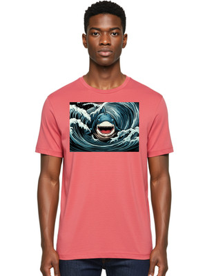 Shark-Attack-1 Mens Graphic Tee, 100% Cotton, Casual Summer Wear