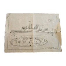 Original 1938 Marine Model Co 112 Ft Ocean Going Tugboat Drawing NYC New York