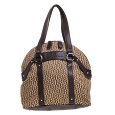 Borsa a tracolla in tela e pelle firmata Aigner BrownBeige