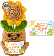 Gifts for Mom from Daughter Son, Cute Sunflower Doll Crochet with Card, Mothers
