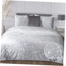  Velvet Duvet Cover Silver Luxury Crushed Velvet Boho Crinkle Light Queen Grey