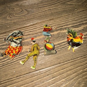 Vintage Victorian Circus Die-Cut Scraps Lot Clowns Elephant Rooster 1880s Gems