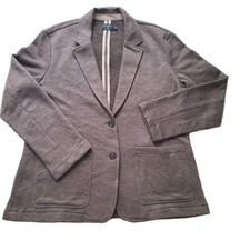 Faherty Inlet Knit Blazer Sweater Brown Heather Cotton Blend Women's Size L