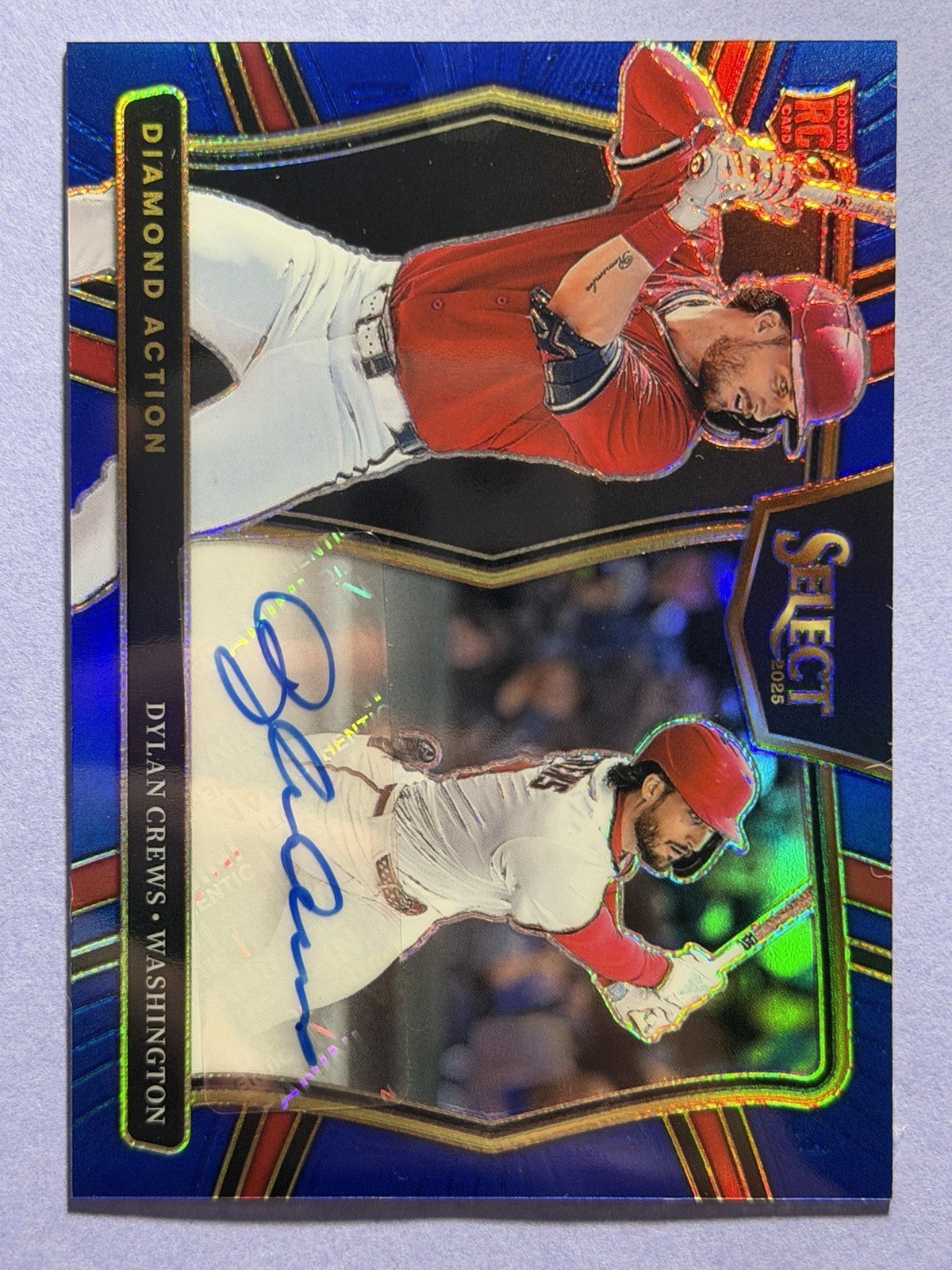 2025 Panini Select Dylan Crews #DAS-DC Diamond Action RC Blue Prizm Auto /49