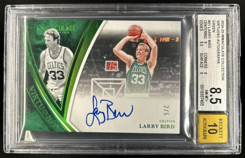 2024-25 Immaculate Collection Larry Bird Virtuoso Auto Green #/5 BGS 8.5/10