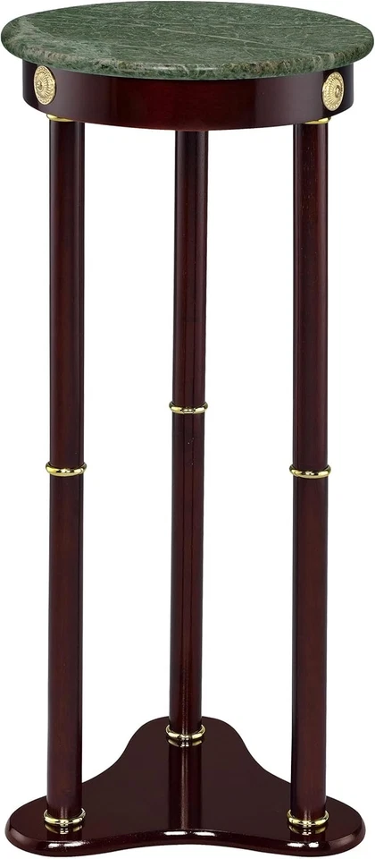 Mesa auxiliar redonda Coaster Edie de 12" con base de madera de tres patas y acento dorado Foto 4 de 4