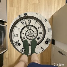 1pc Clock Print Round Area Rug Bedroom Kitchen Mat, Washable Indoor Floor Accent