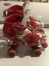 3/6 youth Adjustable Kids RD Roller Derby Girls Skates Tracstar Red Pink White.