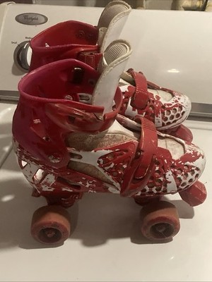 3/6 youth Adjustable Kids RD Roller Derby Girls Skates Tracstar Red Pink White.