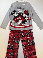 Vintage Y2K Disney Cozy Pajama Set, L, 12-14 HOT COCOA KIND OF DAY Mickey Minnie
