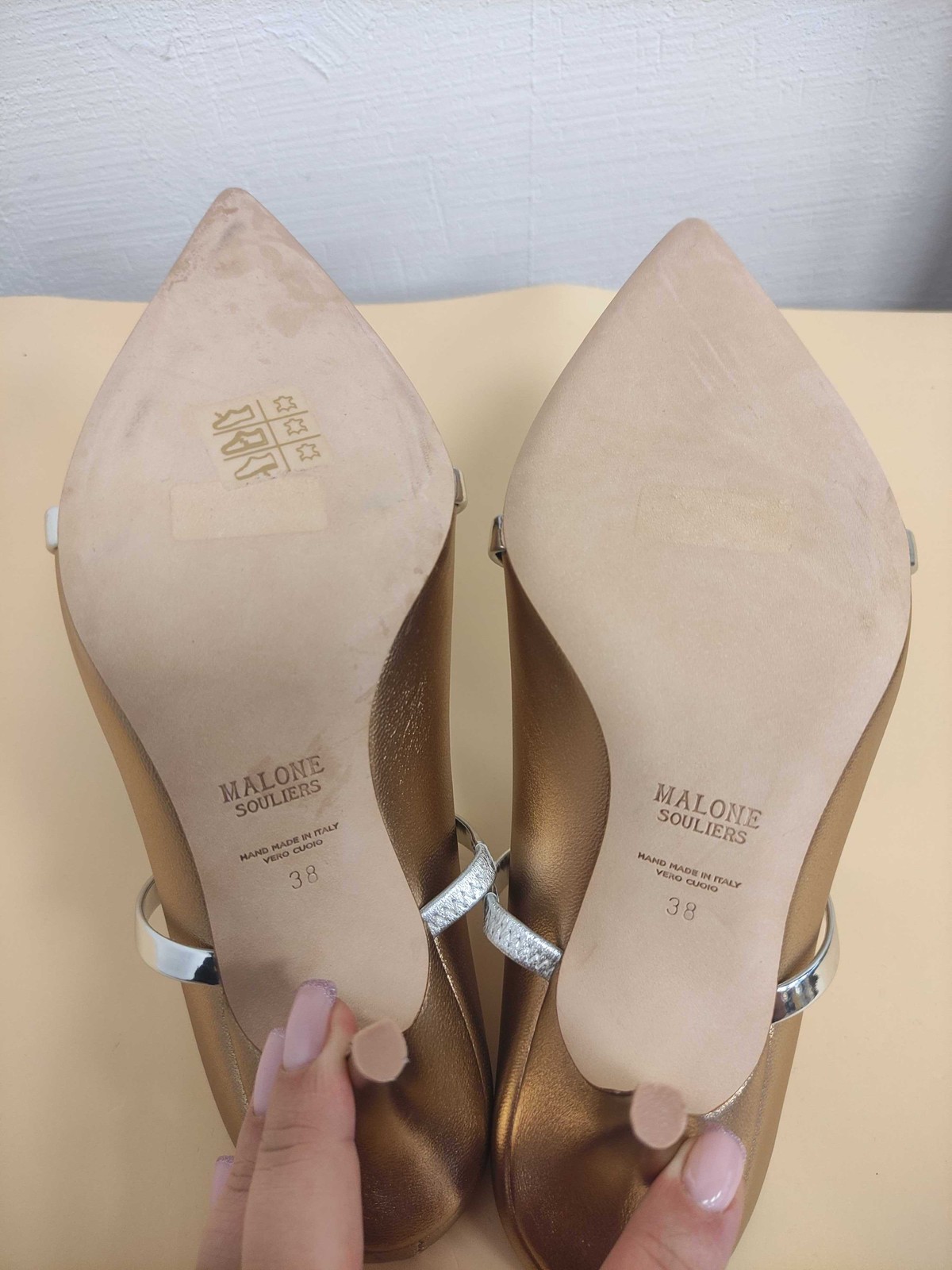 MALONE SOULIERS Women Maureen Heels Gold Size EU 38 RRP £695 image 10