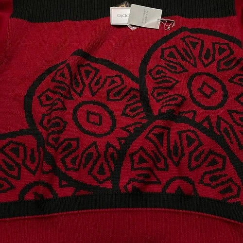 vestopia Wool Cashmere Blend Jacquard Knit Sweater L Red Charcoal image 6