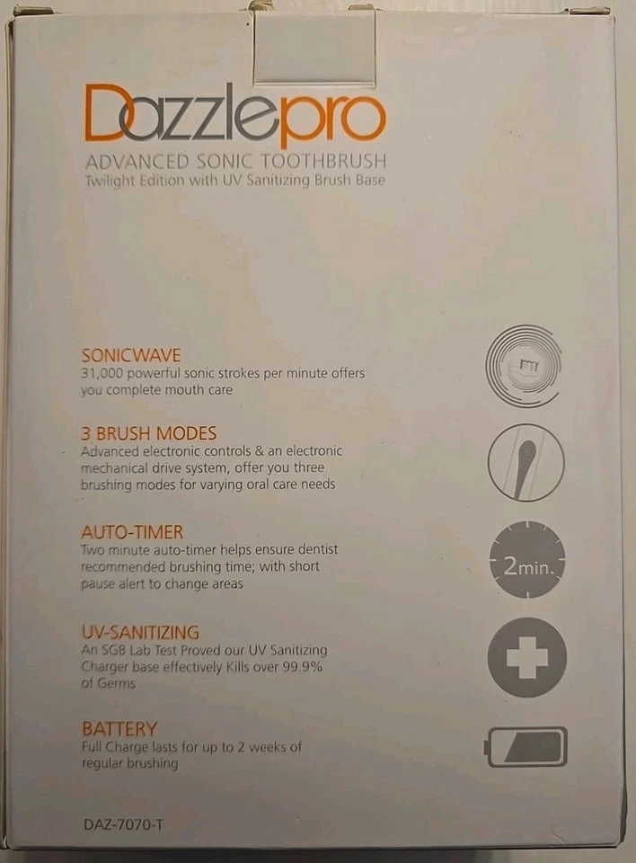 ¡NUEVO! Cepillo de dientes sónico avanzado Dazzlepro Twilight Edition DAZ-7070-T Foto 2 de 2