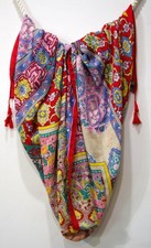 Boho Patchwork Tassel Shawl Wrap Vibrant Geometric Scarf 71x36 Colorful Festival