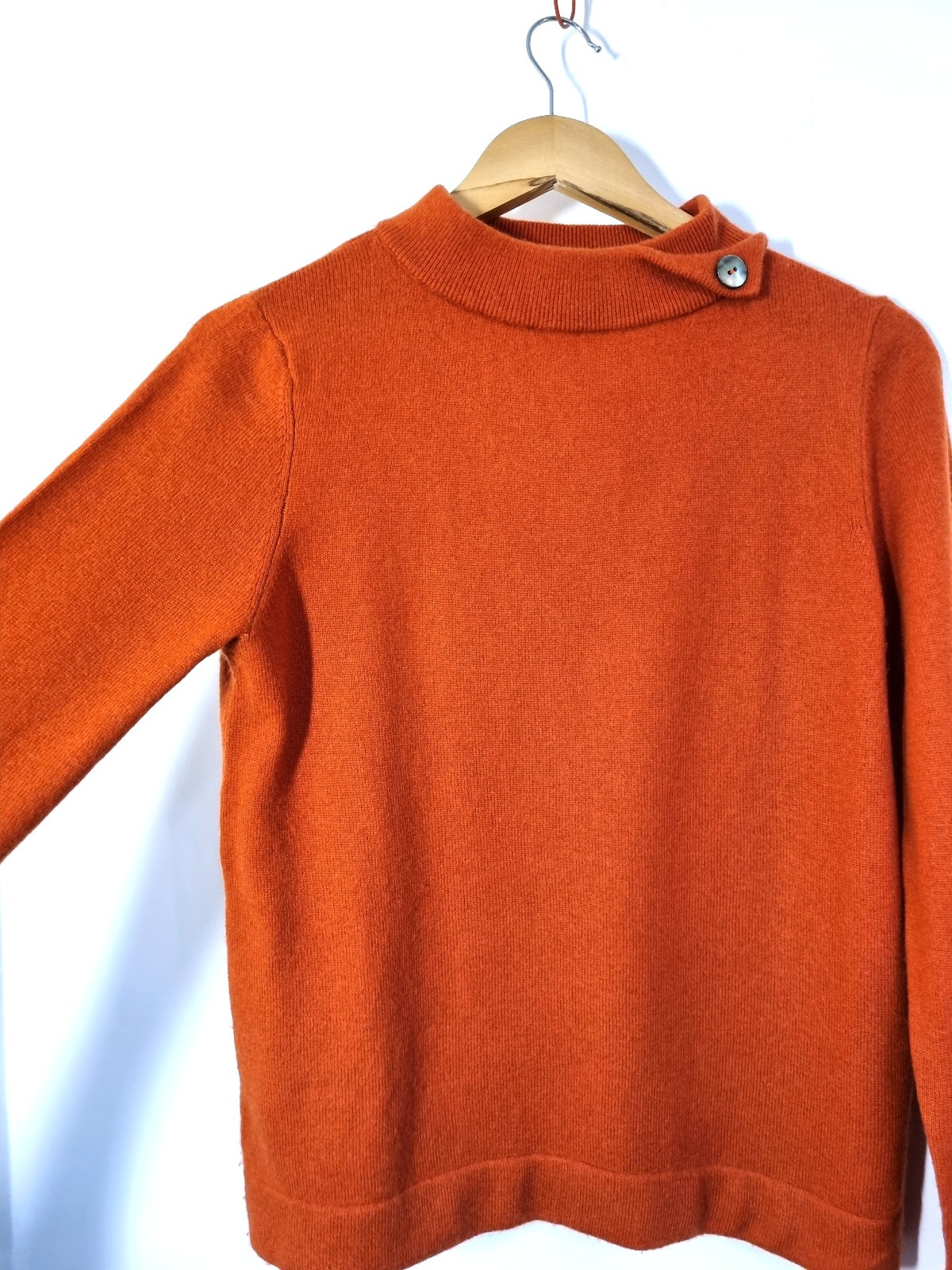 Hobbs Jumper Size S Orange Cashmere Wool Talia Bardot Neck image 3