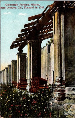 Colonnade, Purisima Mission Near Lompoc CA Vintage Postcard P01
