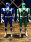 Vintage Bandai 1993 Power Rangers Flip Head Figures Blue and Green