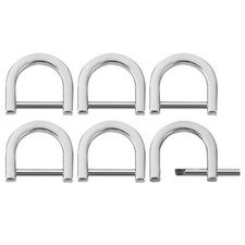 D-Rings Screw in Shackle, 6Pcs 14.7mm U Shape D Ring for Purse Bag DIY, Silver