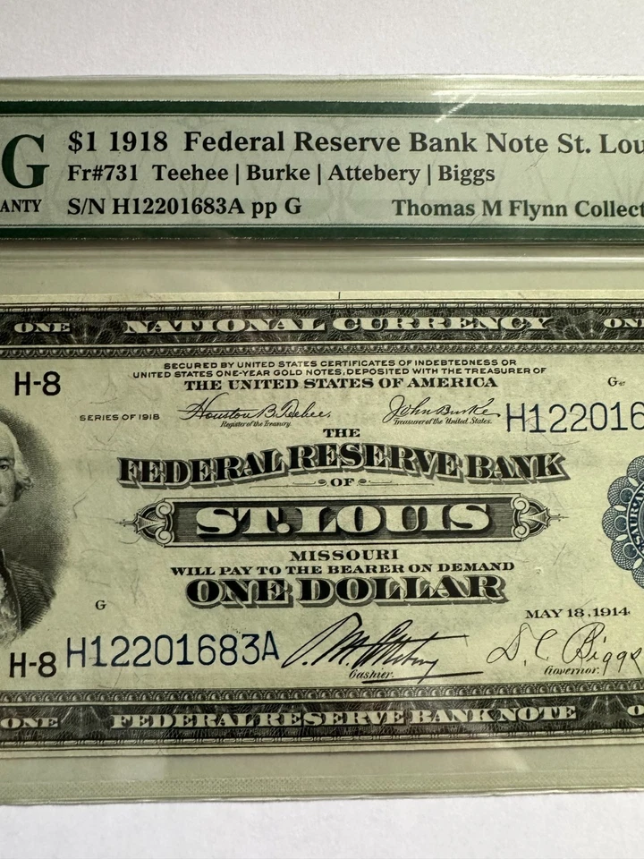 1918 $1 St. Louis FRBN PMG 55  AU Fr.731 S/N H12201683A - Image 4 of 4