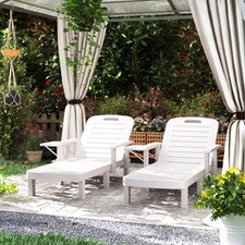 Set of 2 Resin Reclining Sun Loungers for Garden